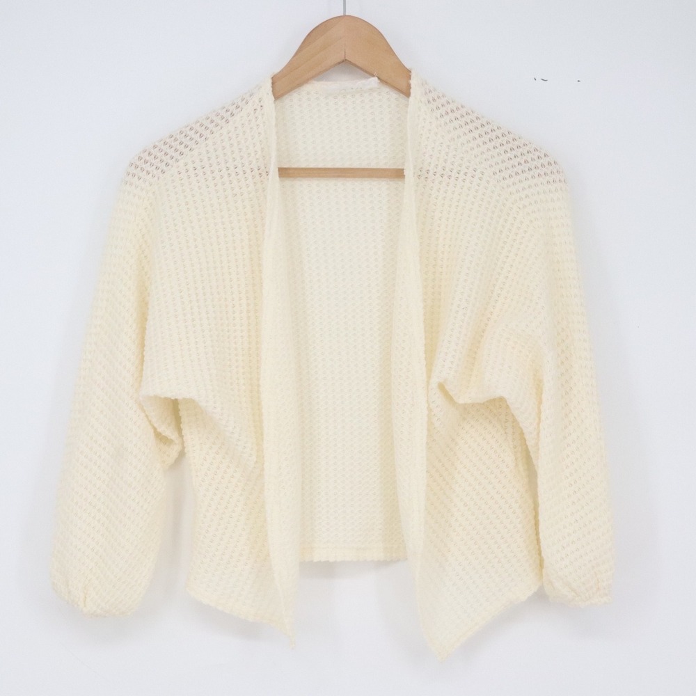Sadie & Sage Cardigan Womens ? Open Front Cream Open Knit Batwing Excellent